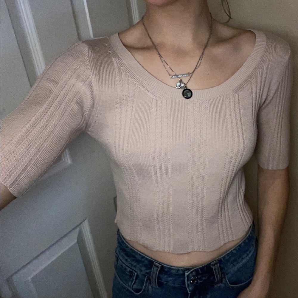 top shop peach sweater top